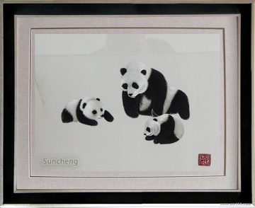 Panda/Chinese unique handmade silk embroidery/Xiang embroidery