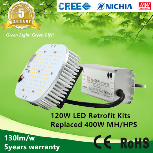 5year warranty 130lm/W ETL 120w Led Retrofit Kits to replace 400w MH/HPS