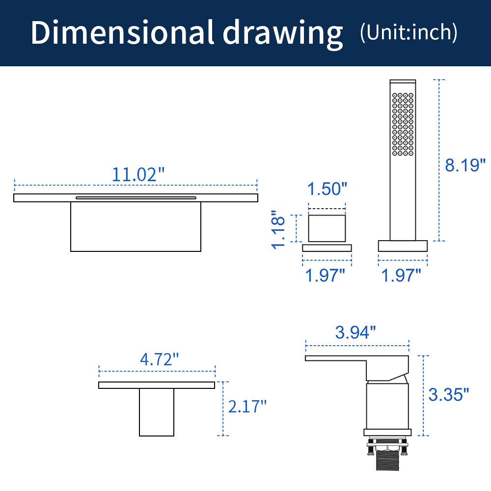 Deck mount bathtub faucet 1727cp 5