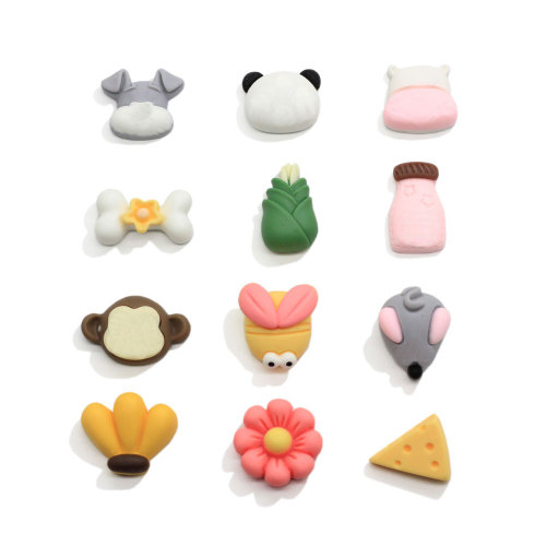 Nieuwe Kawaii Cartoon Resin Trinket Dog Monkey Mouse Head Shape voor Nail Art Slime Fillers