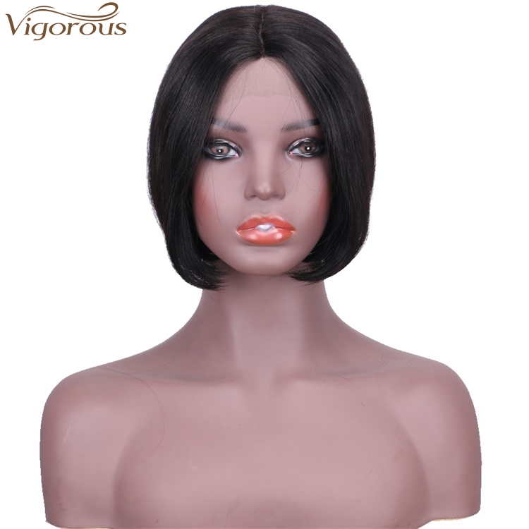 Vigorous Top Quality 8 Inches Short Bob Middle Part Lace Frontal Wigs Straight Black Human hair Wigs For Women Wholesale Price
