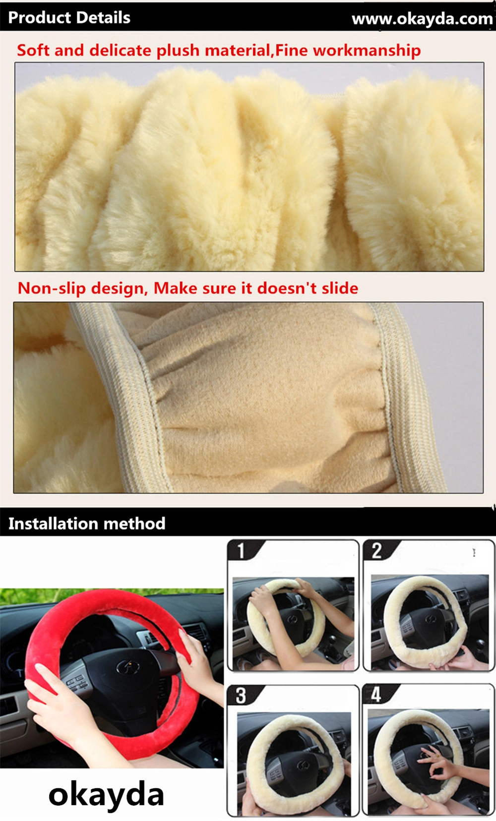 Univeral Leather Auto Steering Wheel Cover From China