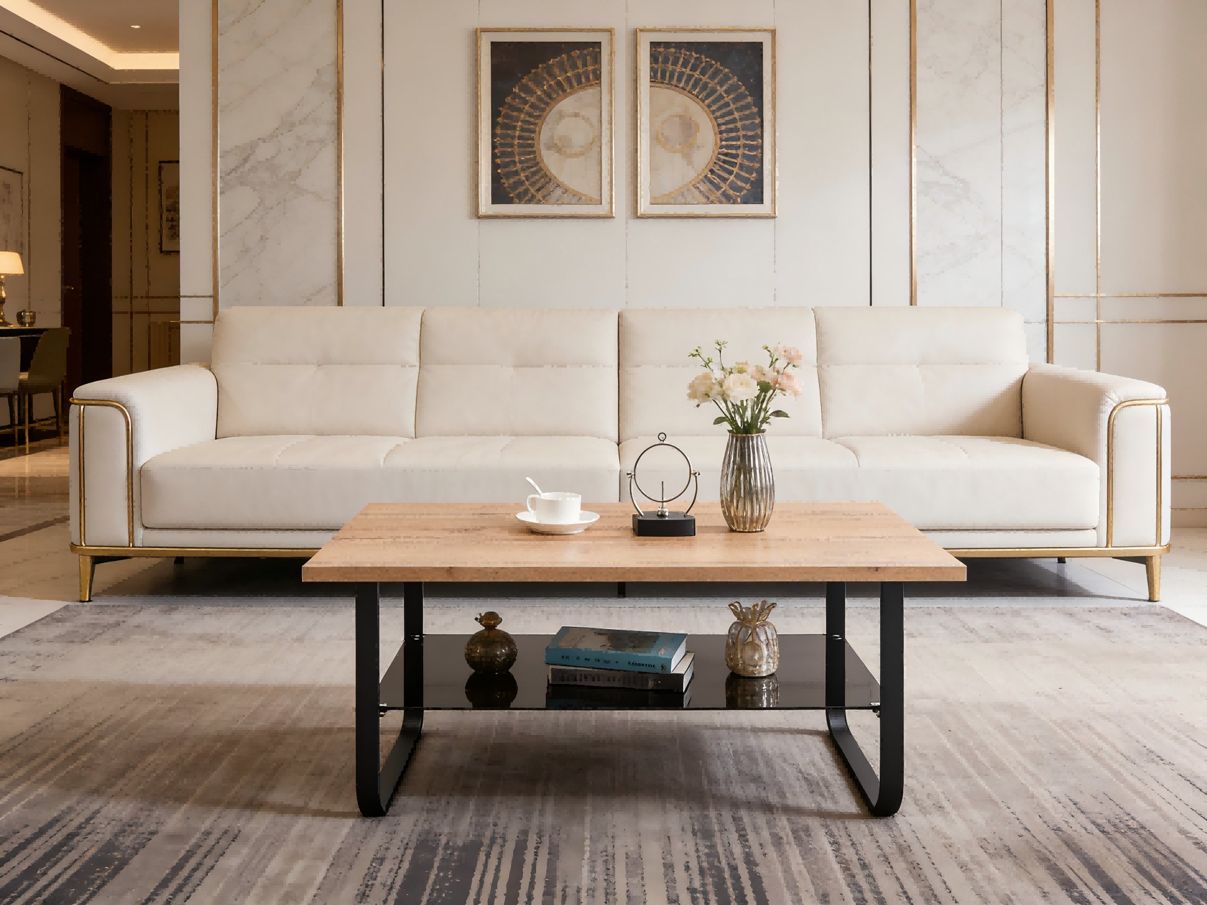 Mesa de centro com tampo de madeira TL-21C05 3 TL-21C05 wooden top coffee table 3