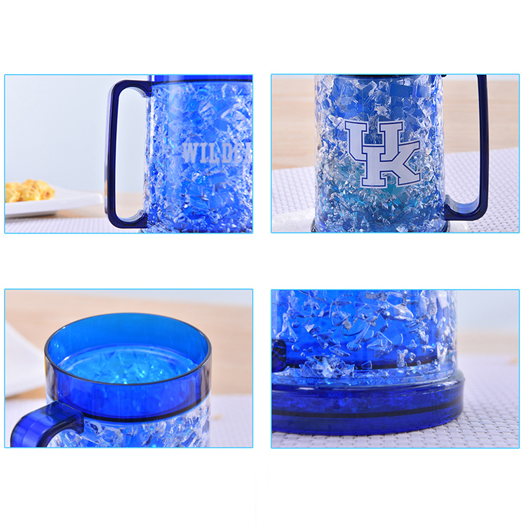 Refreezable Freeze Beer Freezer Gel Mugs BPA-Free Chiller Double Wall Frozen Pint Drinking Cups with Handle