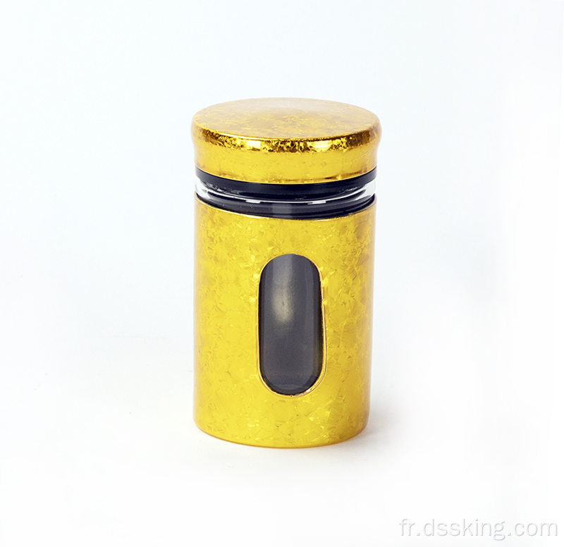Deluxe Tuhao Gold Five Piece Assaisonning pots Ensemble, Salt and Pepper Jars Capacité de 150 ml