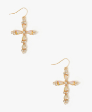 Sacred gold cross drop earring diamond drop earring for womend