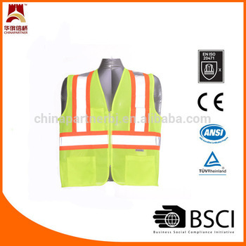 Mesh material 3m strap reflective safety vest
