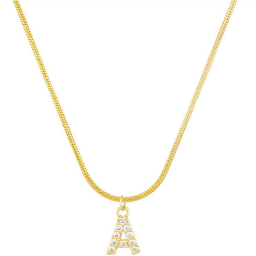 14kGold Snake Bone Chain Zircon Pendant Necklace