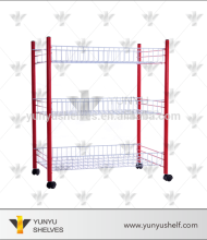 movable 3 layers wire mesh display racks and stands