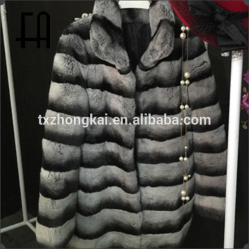 Factory direct wholesale fashion new design rex chinchilla fur collar coat