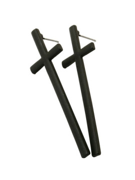 Large Black Stud Earring Cross Earring
