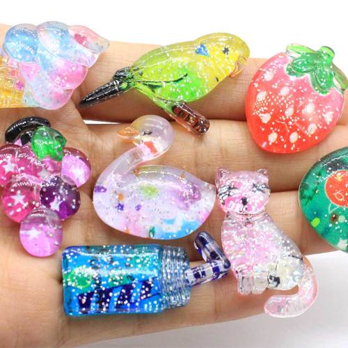 100pcs Kawaii Flat Back Resin Cabochon Glitter Cat Candy Resin Cabochons Flatback DIY Hair Bow Phone Case Decoration