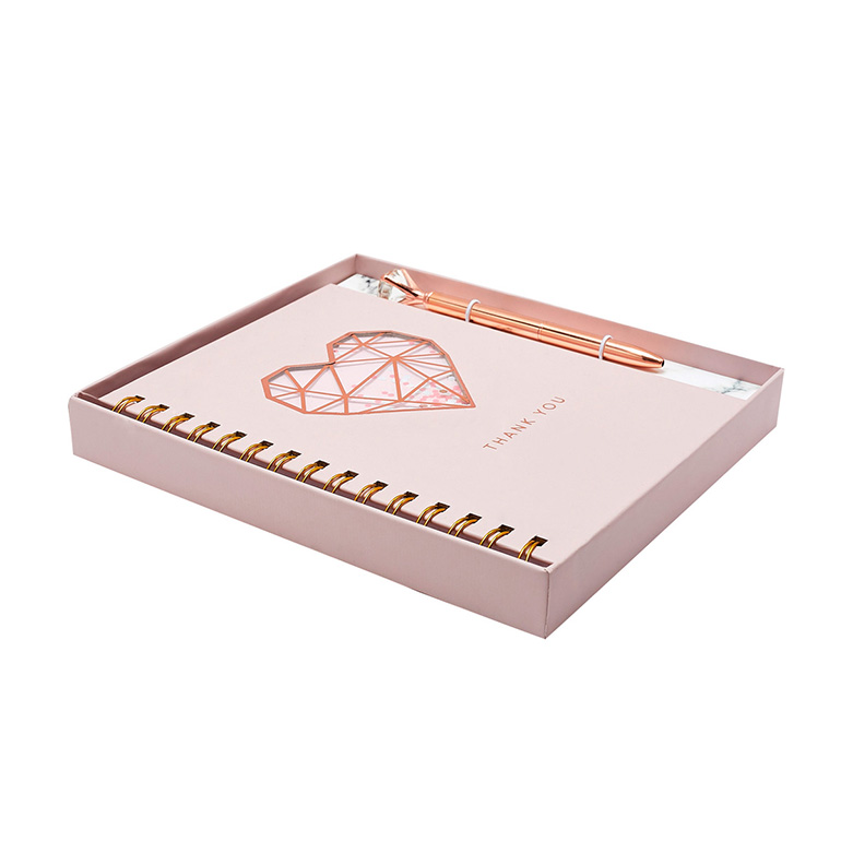 New Product Rose Gold Foil Notebook And Pen Gift Set, Custom Luxury Office Stationery Set For Girl