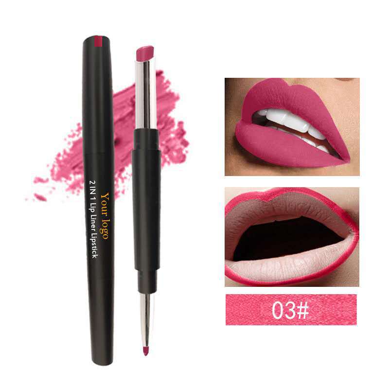 12 color Double ended lipstick lip liner Matte lip stick 2 in 1 multifunctional lipstick pvc waterproof Lip stick pen