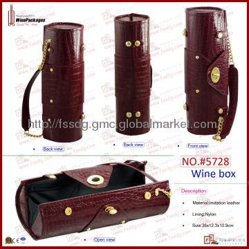 trending crocodile pattern PU leather single bottle wine tote