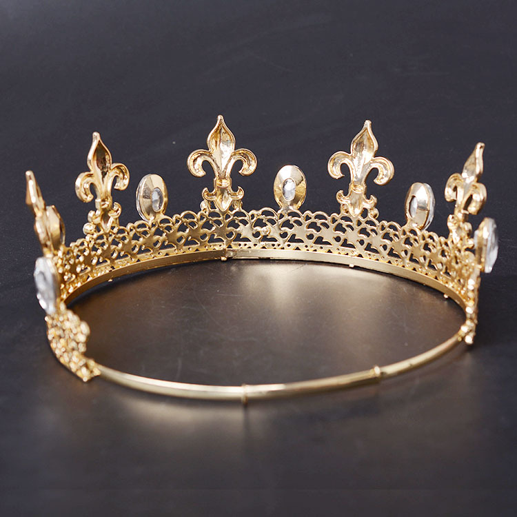 Gold Plated Colorful Diamond Rhinestone Baroque Crown