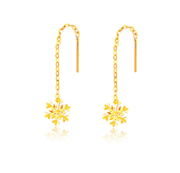 Snowflake Shaped 18K Solid Gold Earring Jewelry