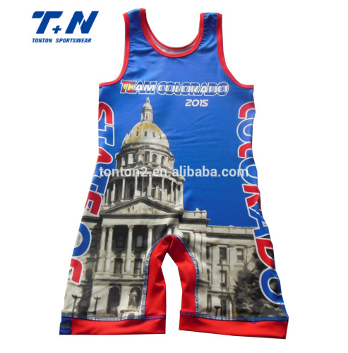 3D Digital Sublimation Print Compression Wrestling Singlets