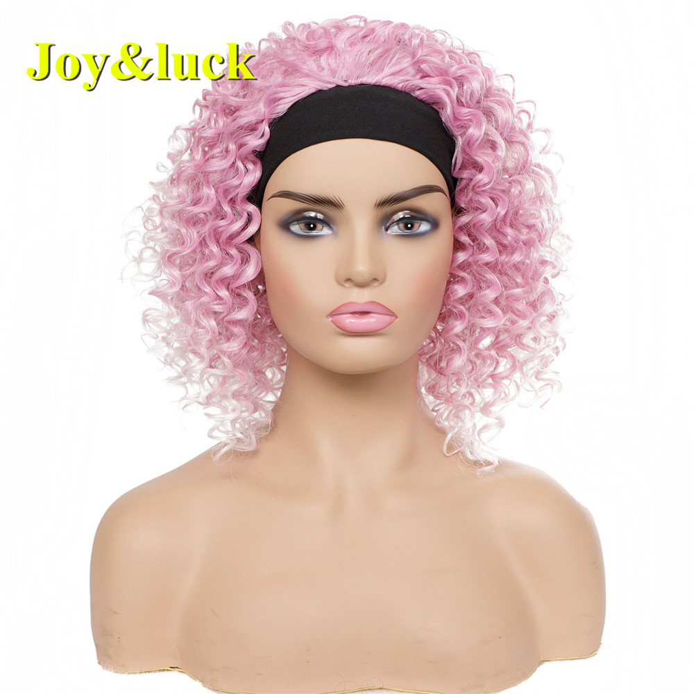 Ombre Green Hairband Wigs For Women Ladies Head Band Pink Hair Scarf Long Afro Kinky Curly Headband Wig Synthetic Hair Wigs