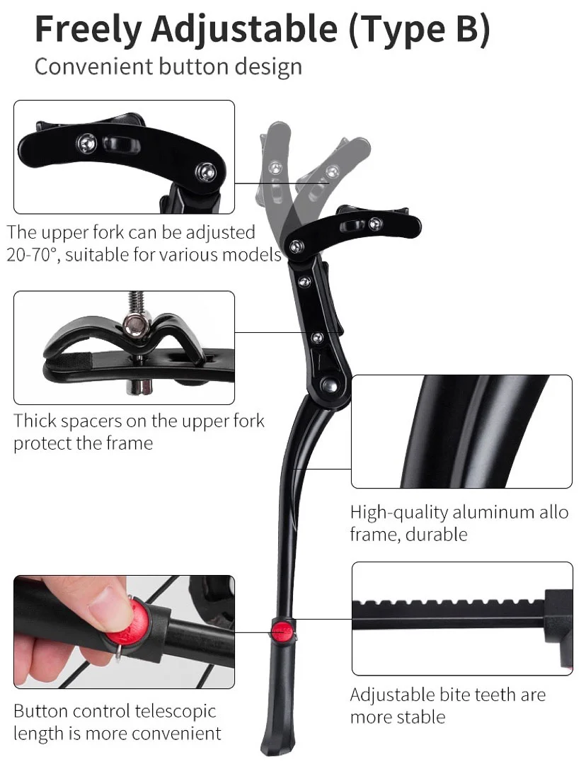 Rockbros Bicycle Bracket Road Bike Parking Rack Mountain Bike Frame Side Kick Stand Pedal