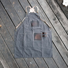 hign quality waxed canvas work apron with cross back strap
