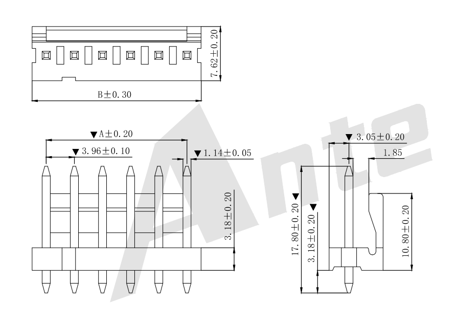 3,96 mm IDC 180 ° Seria złącza opłat AW3963V-NP.PDF