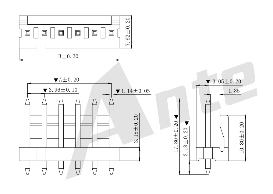 3.96 มม. IDC 180 °ตัวเชื่อมต่อเวเฟอร์ AW3963V-NP.PDF