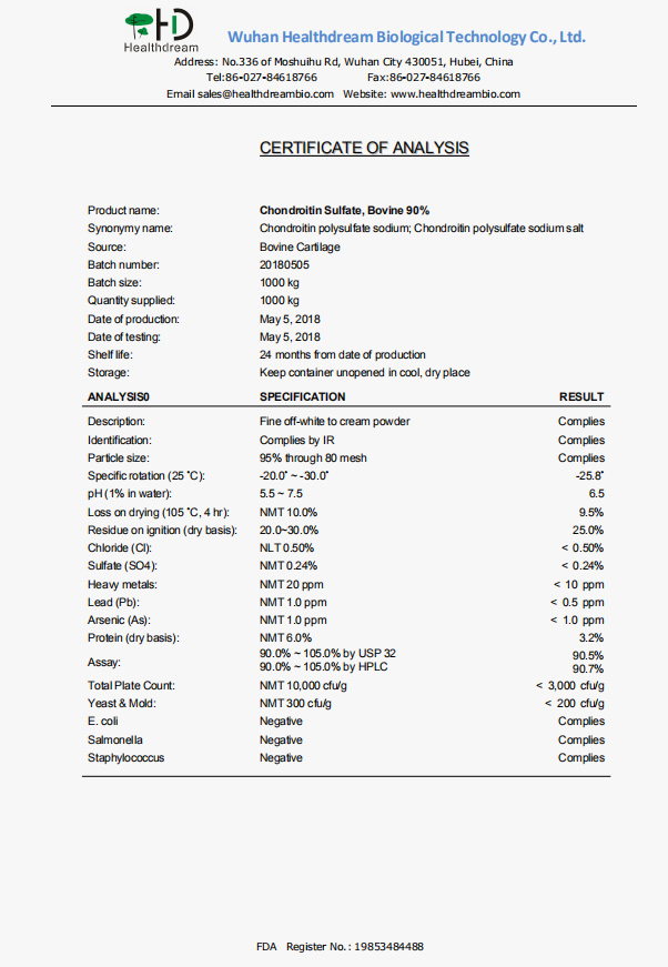 Click Chondroitin over 90% Purity Bovine Chondroitin Sulfate Powder with Halal