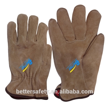 Red Warm Lining Brown or Coffee Split Cowhide Leather Glove