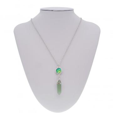 fish's scales hexagonal prism Green Aventurine Necklace