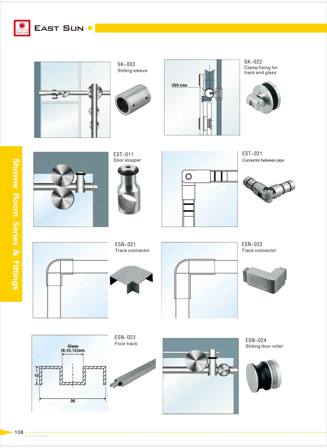 Frameless Shower Enclosure Sr-014-90 with Door Roller Sk-027A