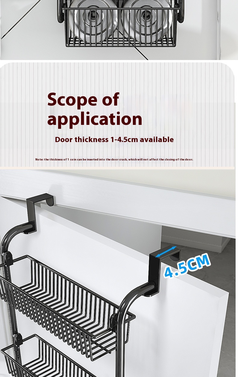 رف تعليق خلفي متعدد الطبقات بدون حفر Multi-Layer No-Drill Door Back Hanging Rack