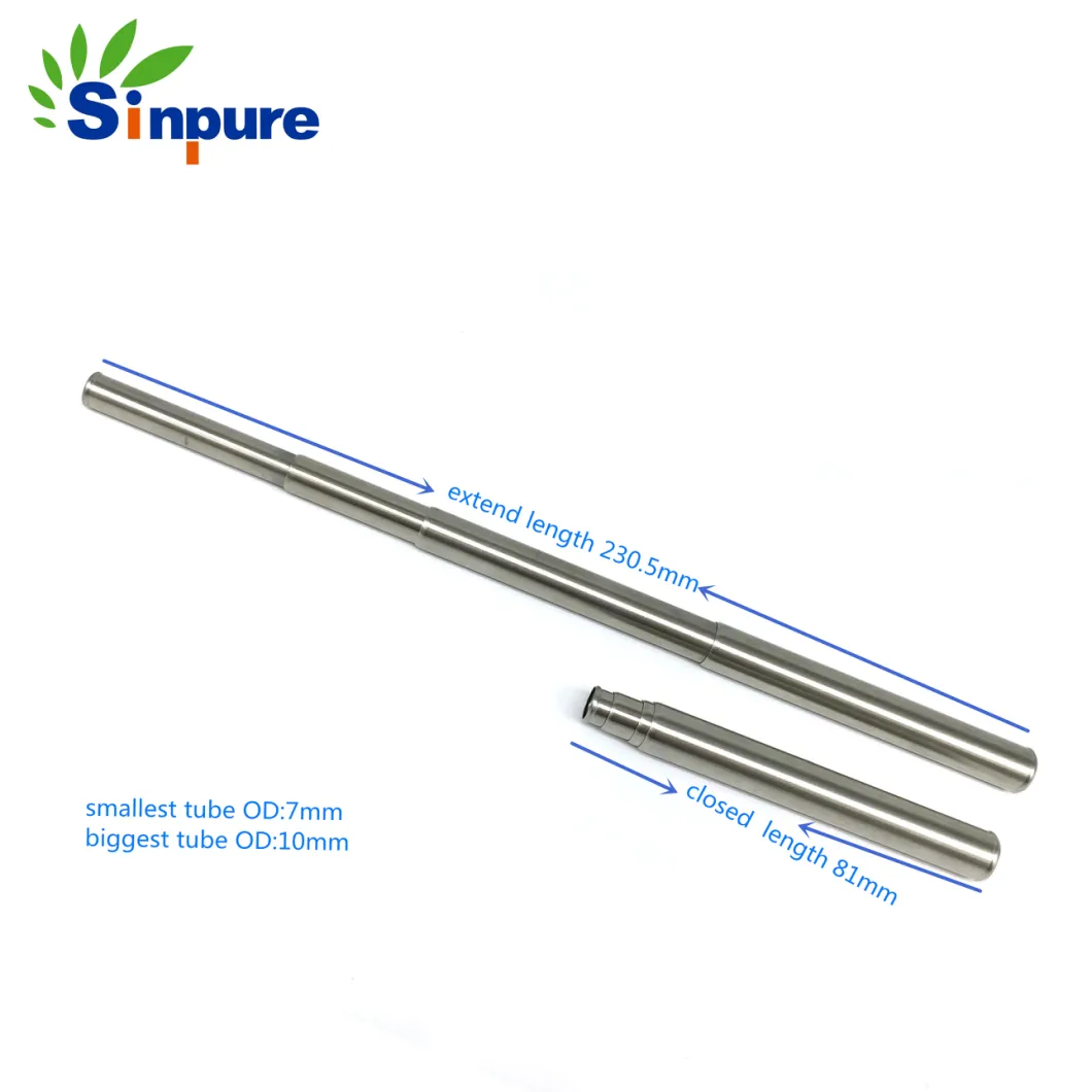 Sinpure Customized 3 Section Stainless Steel Drinking Straws with Telescopic Brush