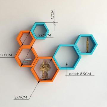 Wooden Wall Mounted Hexagon Storage Rack