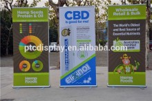 outdoor bamboo screen banner stand with spring and heavy iron foot