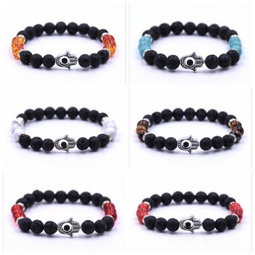 Edelstein Evil Eye Armband Lavastein Ätherisches Öl Diffusor Reiki Healing Balancing Round Beads