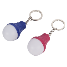 Multi-Color LED Bulb Shape Flashlight Keychain