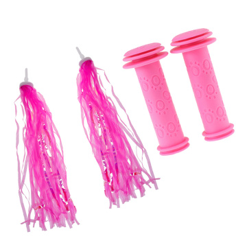 Kids Bicycle Handlebar Grip Plugs + Bike Handlebar Tassels Kids Scooter Tricycle Grips Tassels Bike Streamers Decoration