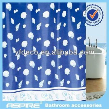 Polyester fabric shower curtain blue