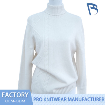 Cream Turtleneck Cable Knit Sweater