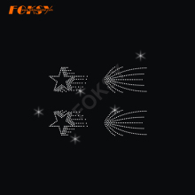 Pentagram Cheer Bow Strip Motif Iron On Rhinestone Transfer