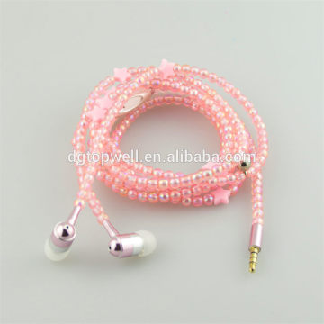 novelty jewelry beads earbuds for mobile phone