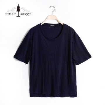 Casual Regular Short Sleeve Navy Casual T-shirts Women