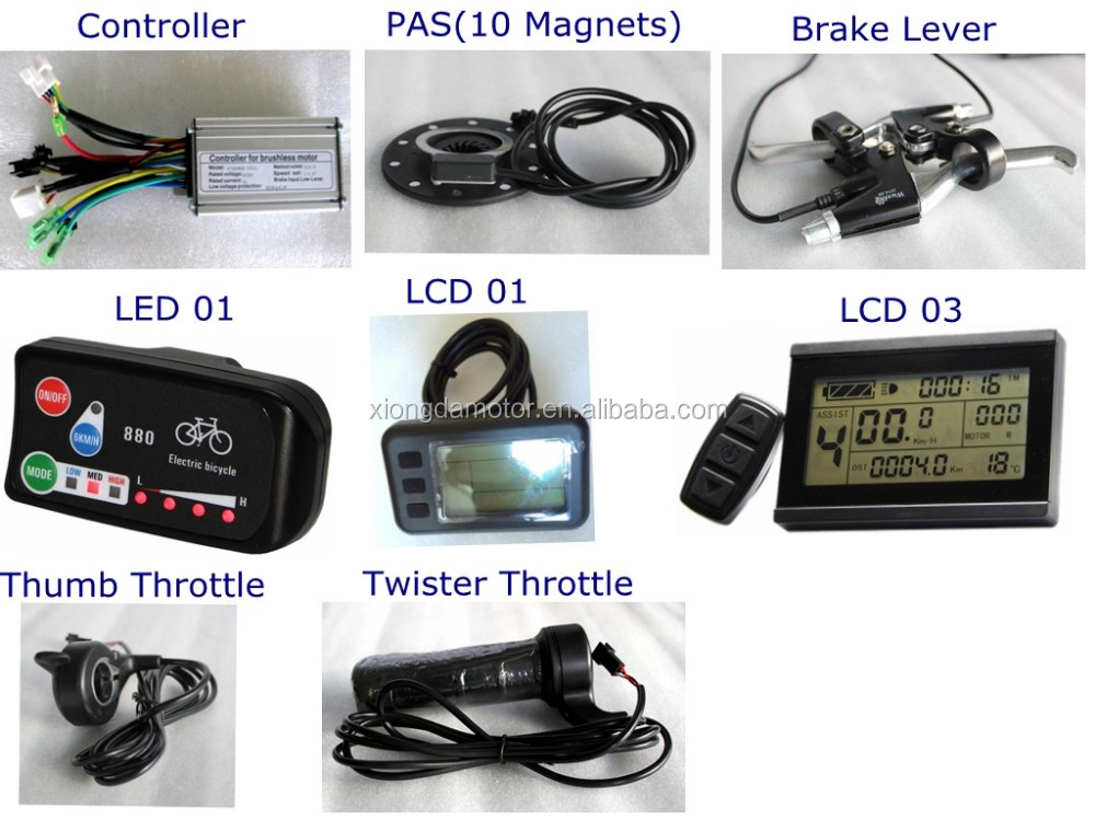 Xiongdaa electric bicycle conversion kit ebike controller display throttle PAS brake lever