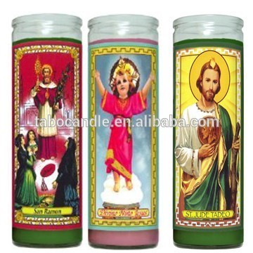 7 day religious candle glass