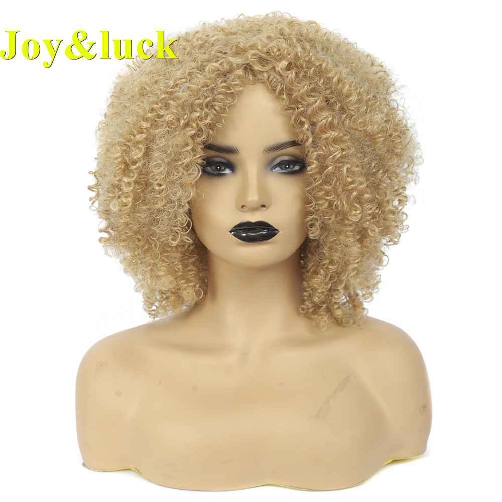 Ladies Hair For Women Wholesale Wig With Bangs Free Part Adjustable Band Black Color Afro Kinky Curly Short Synthetic Hair Wig