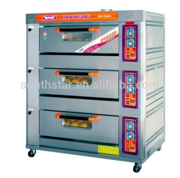 Professional Pizza Oven Equipments 3 Deck 6 Tray french bread oven gas for Pizza Restaurants