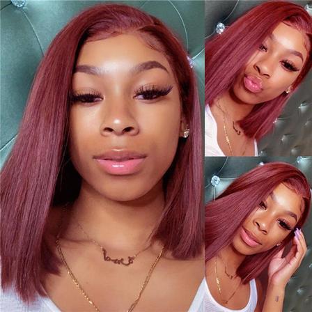 Burgundy Red Straight Bob Wig