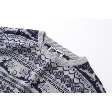 Pull ras du cou pour homme en jacquard jacquard renne