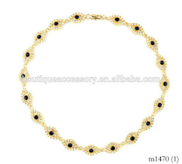 YIWU costume jewellery Necklace, Gold Plated Crystal Necklace, Evil eye Necklace